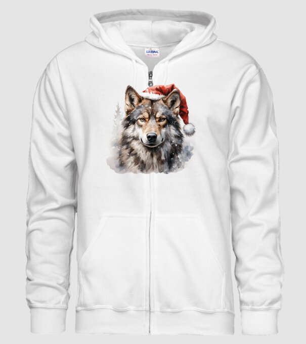 Lupul de Crăciun Alb model alb pe tricou