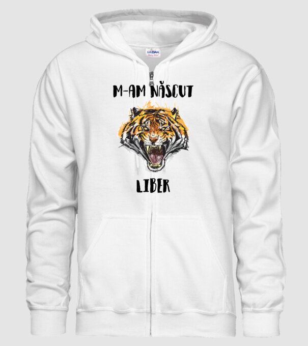 m-am născut liber model alb pe tricou