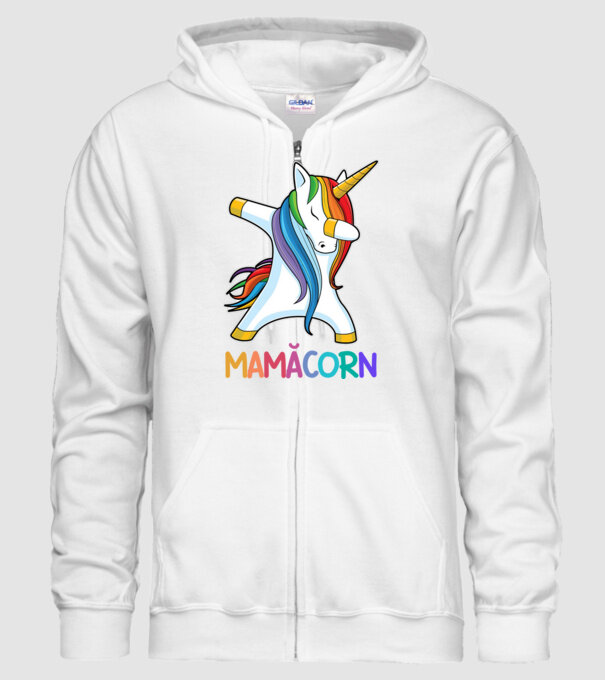 mamăcorn model alb pe tricou