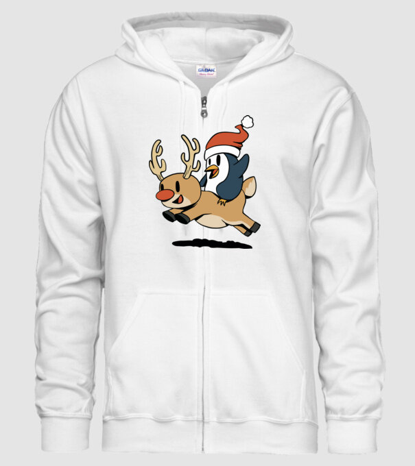 pinguin reindeer cristmas model alb pe tricou