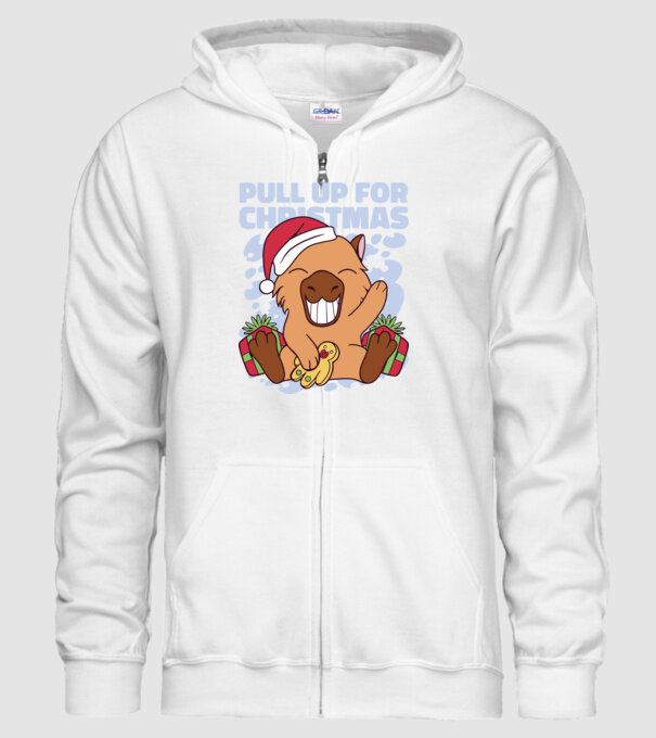Pull up for christmas Capybara model alb pe tricou