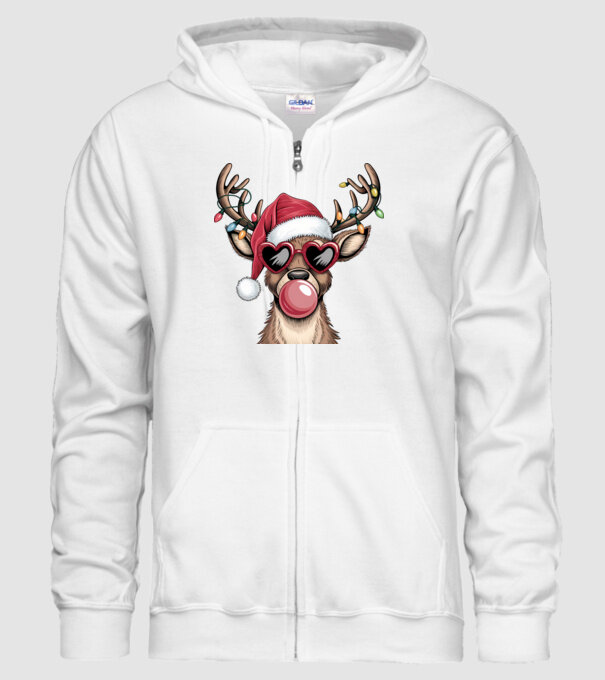 Ren amuzant de Crăciun model alb pe tricou