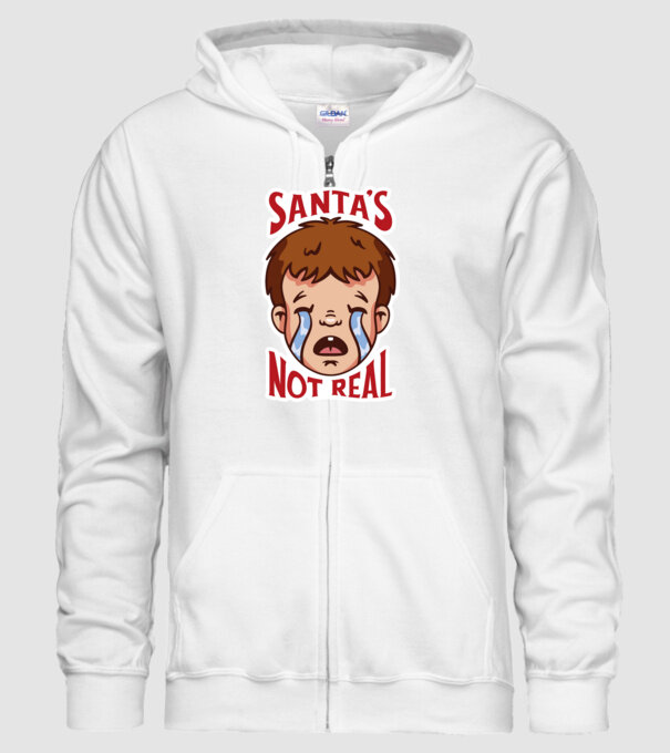 Santa's Not Real copil plângând model alb pe tricou