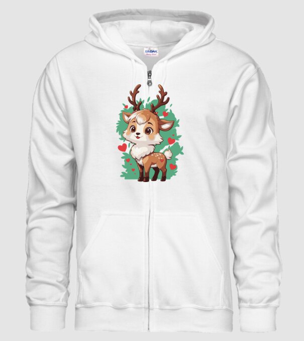 Valentine Deer model alb pe tricou