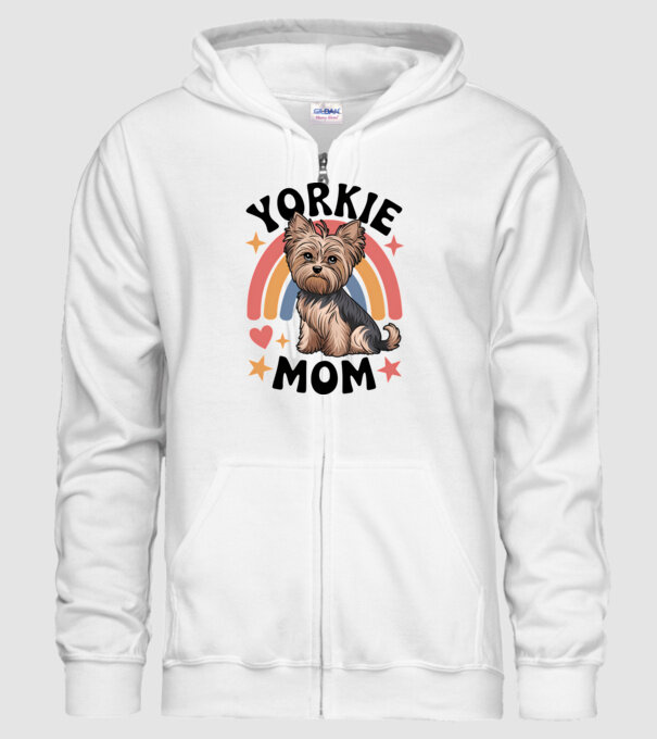 Yorkie Mom Alb model alb pe tricou