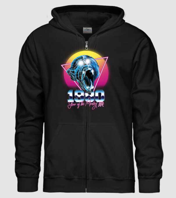 1980 Year of the Monkey model negru pe tricou