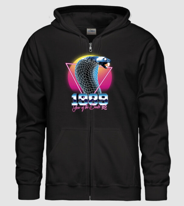 1989 Year of the Snake model negru pe tricou