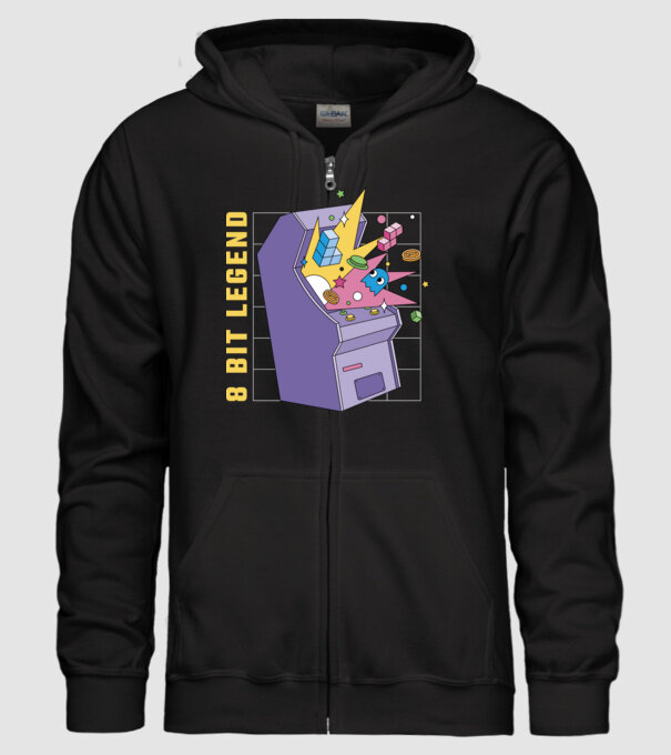 8 Bit Legendă Arcade Slot Machine model negru pe tricou