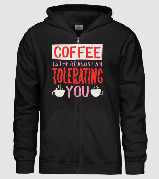 Cafeaua este motivul pentru care încă te mai suport model negru pe tricou