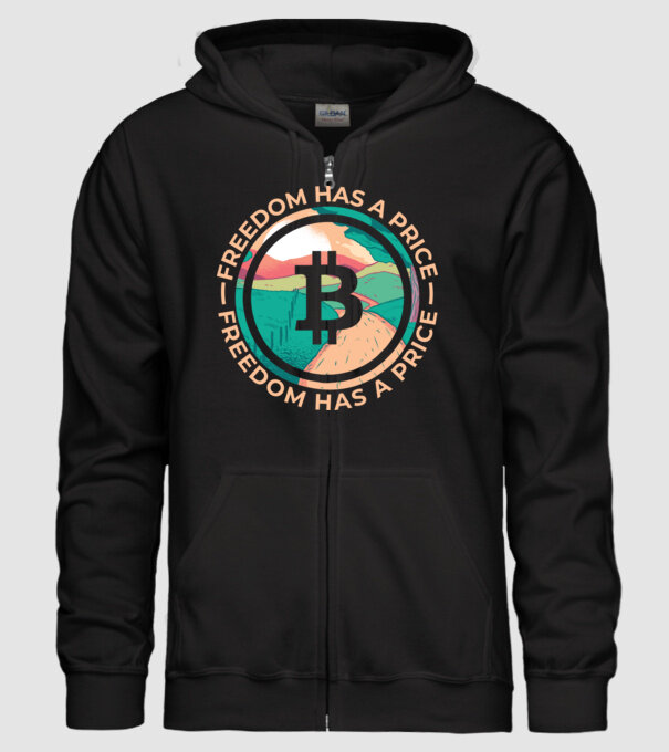Libertatea are preț Bitcoin model negru pe tricou