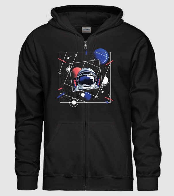 Astronaut univers abstract model negru pe tricou