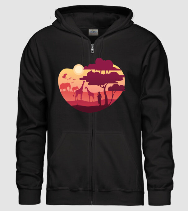 Peisaj african model negru pe tricou