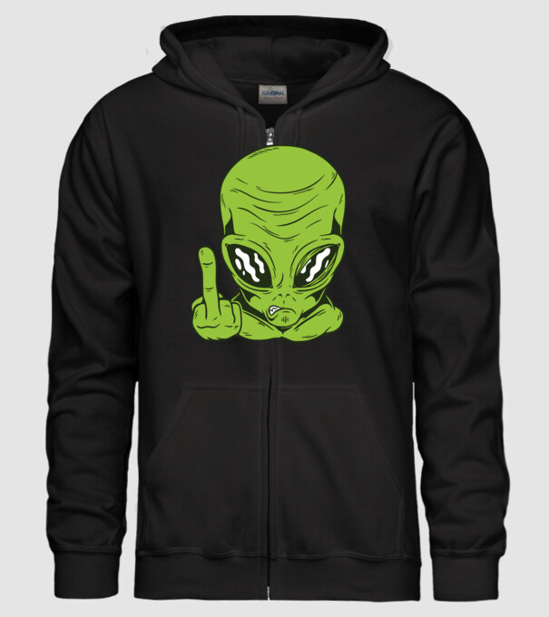Alien arată degetul model negru pe tricou