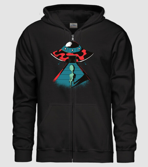 Alien Ufo model negru pe tricou