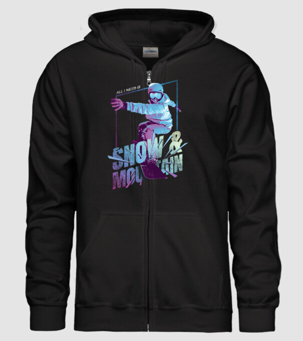 All I need is Snowboard model negru pe tricou