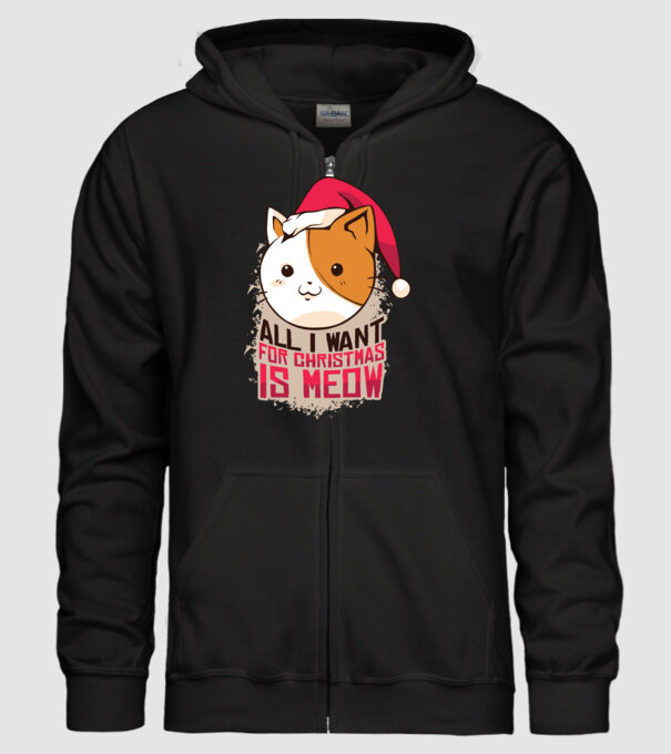 All I want for christmas is MEOW tricou cu pisică model negru pe tricou