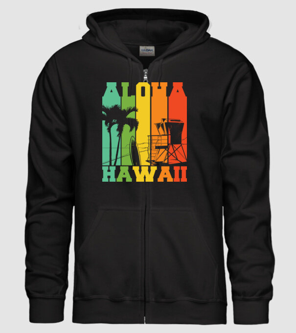Aloha Hawaii model negru pe tricou