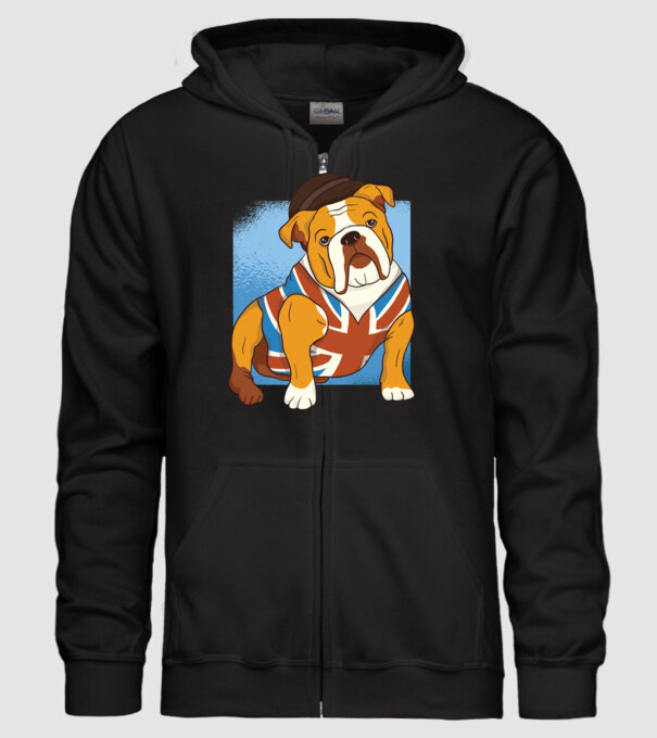 Bulldog englezesc model negru pe tricou