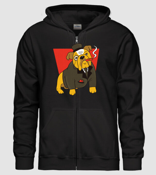 Bulldog englezesc cu trabuc model negru pe tricou