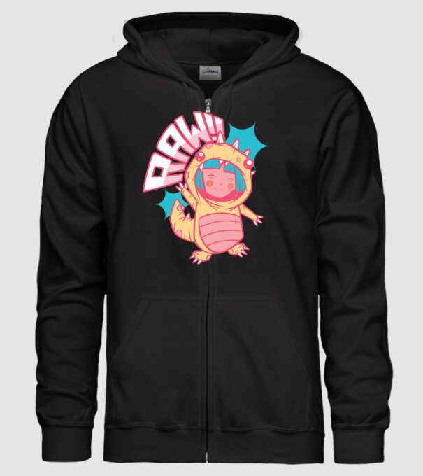 Anime dinozaur model negru pe tricou