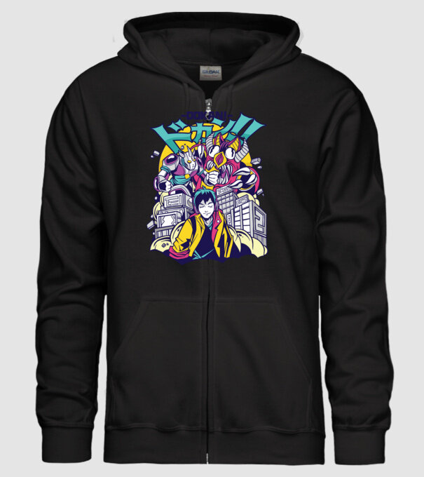 Anime Godzilla model negru pe tricou