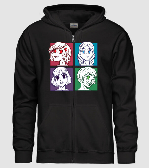 Fețe Anime fată Pop Art model negru pe tricou