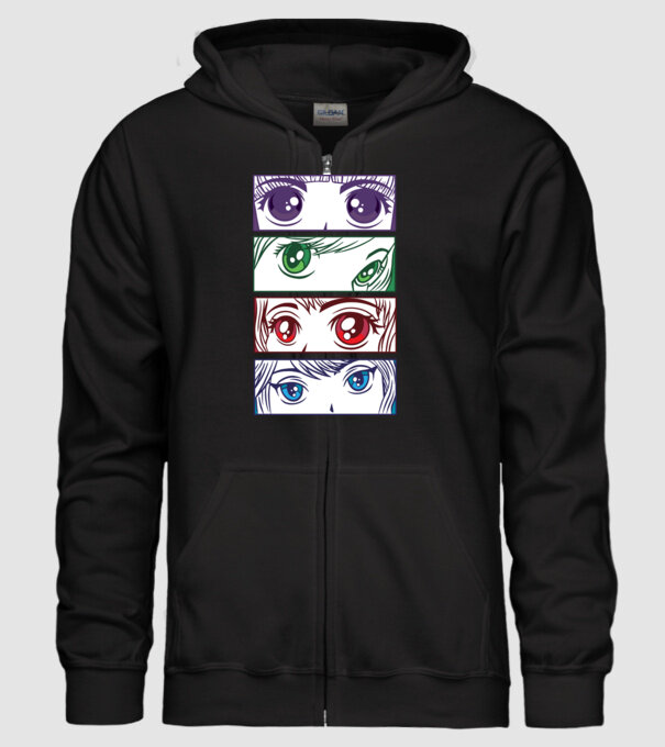 Anime ochi de fată Pop Art model negru pe tricou