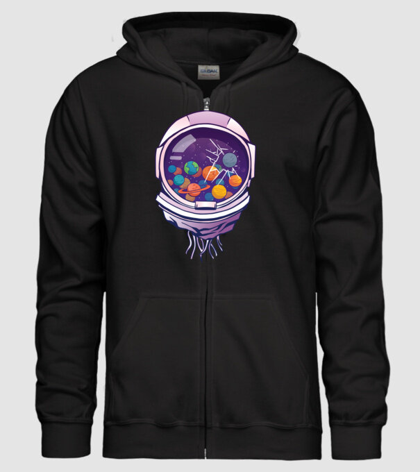Cască de astronaut model negru pe tricou