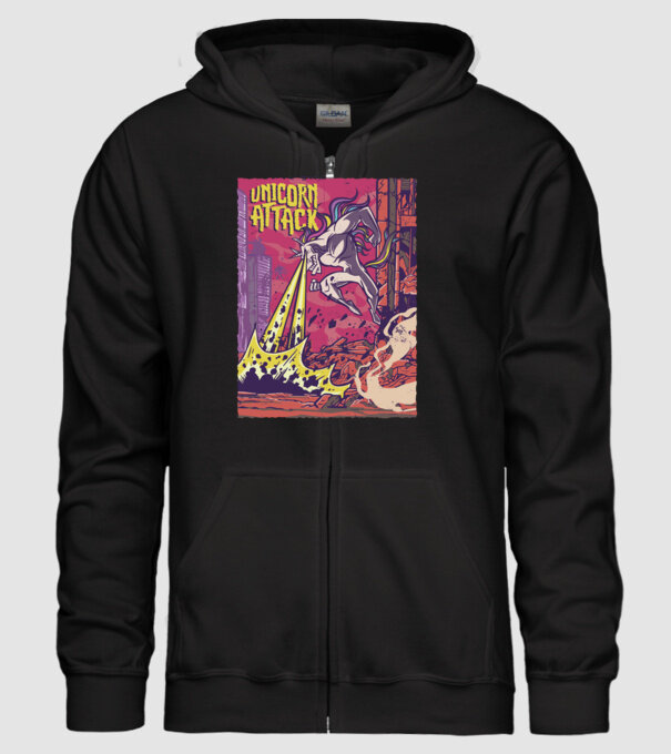 Atacul Unicornului model negru pe tricou