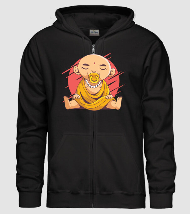 Baby Buddha cu suzetă tricou amuzant model negru pe tricou