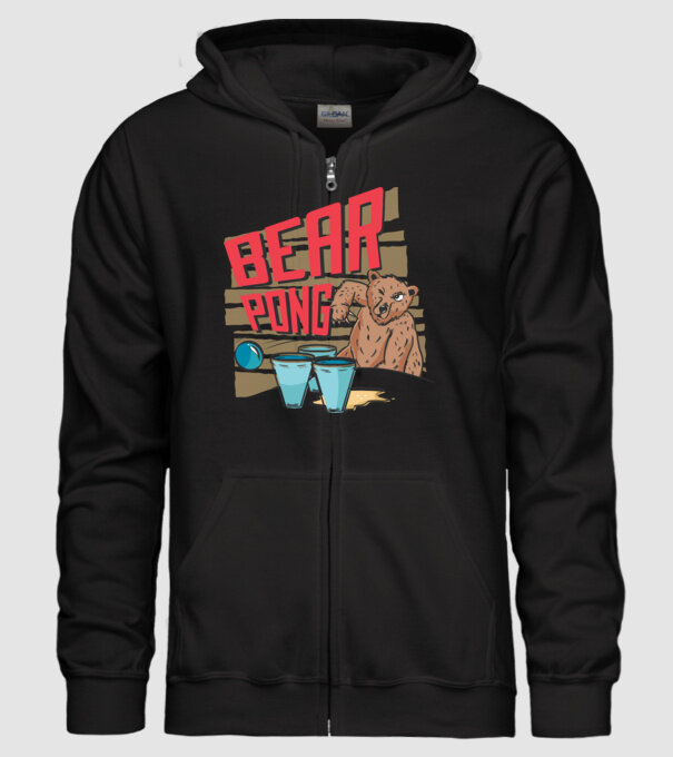 Bear Pong model negru pe tricou