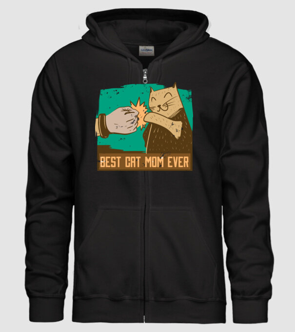 Best Cat Mom Ever - Cea mai bună mamă cu pisici model negru pe tricou