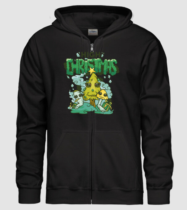 Crăciun drogat model negru pe tricou