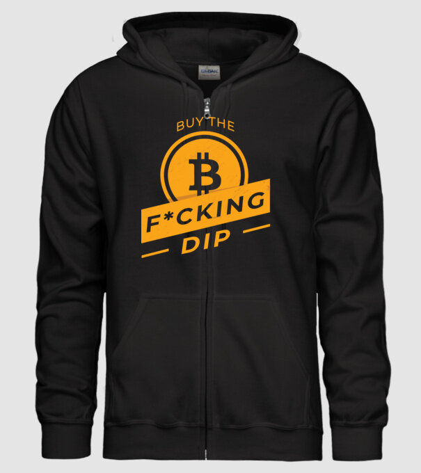 Bitcoin - Buy the fucking dip model negru pe tricou