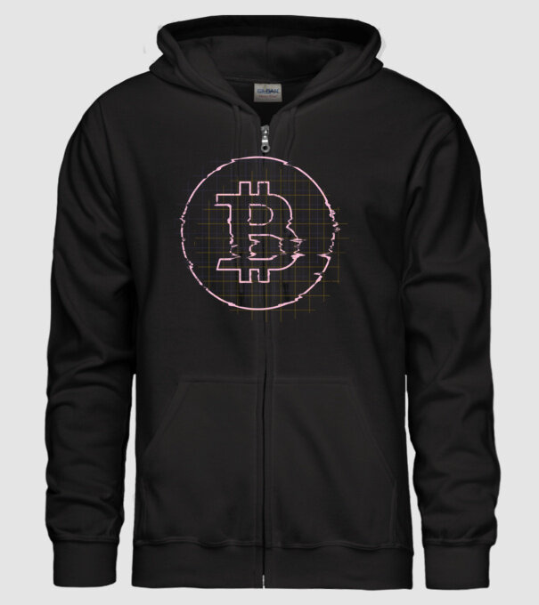 Bitcoin Glitch model negru pe tricou