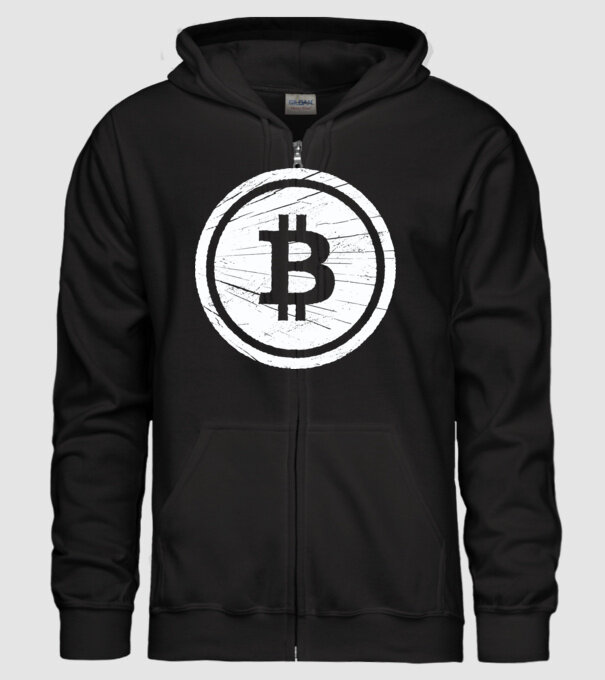 Bitcoin logo model negru pe tricou