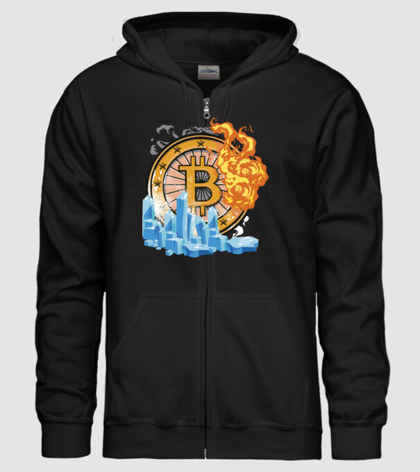 Logo Bitcoin model negru pe tricou