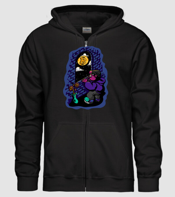 Bitcoin to the moon model negru pe tricou