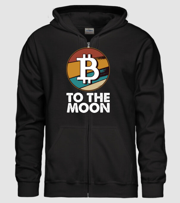 Bitcoin to the moon model negru pe tricou
