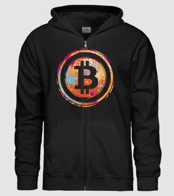Bitcoin Watercolor model negru pe tricou