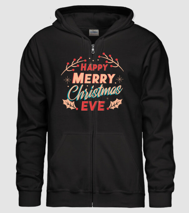 Crăciun Fericit model negru pe tricou