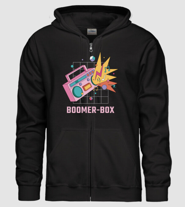 Boomer Box Magnetofon Retro model negru pe tricou