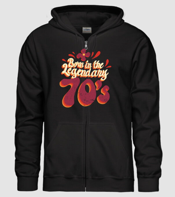 'Born in the Legendary 70''s' model negru pe tricou