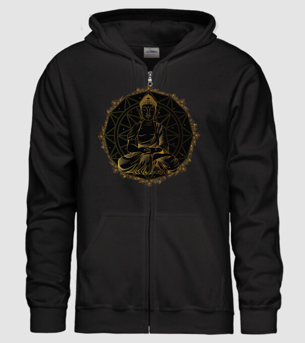 Buddha Mandala model negru pe tricou