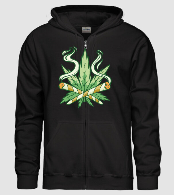 Cannabis Marijuana model negru pe tricou