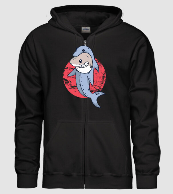 Rechin în costum de delfin model negru pe tricou