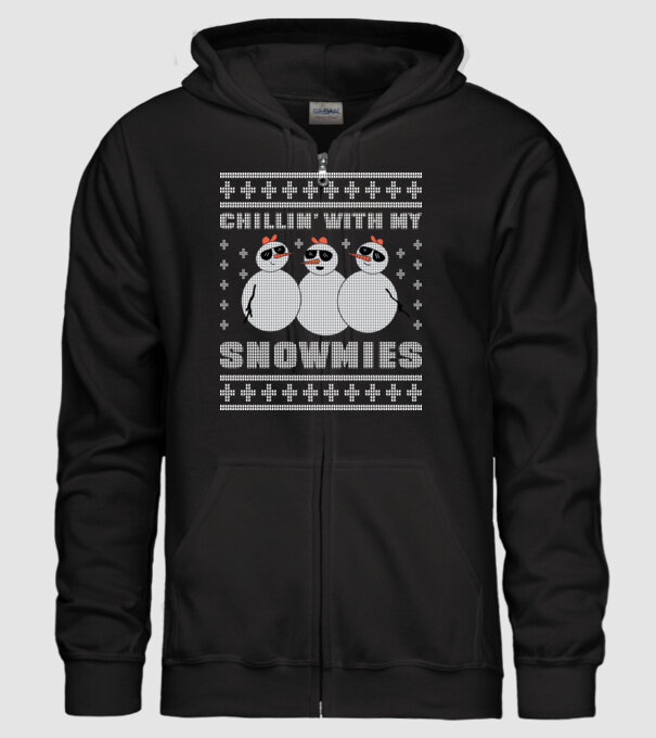 Chillin with my Snowmies tricou pulovăr urât model negru pe tricou