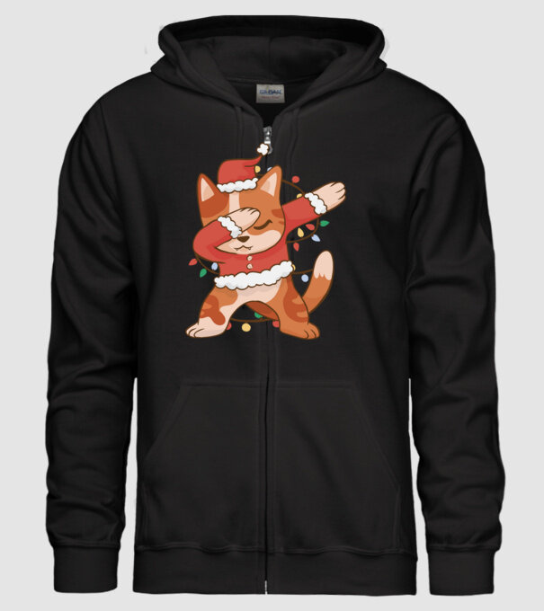 Pisică Crăciun DAB model negru pe tricou