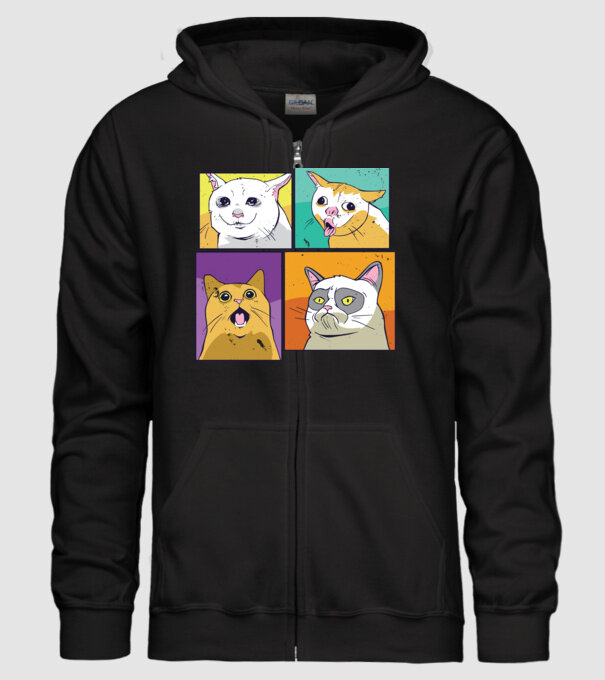 Pisică Meme Pop Art model negru pe tricou