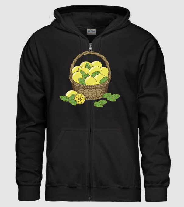Coș de lămâi model negru pe tricou